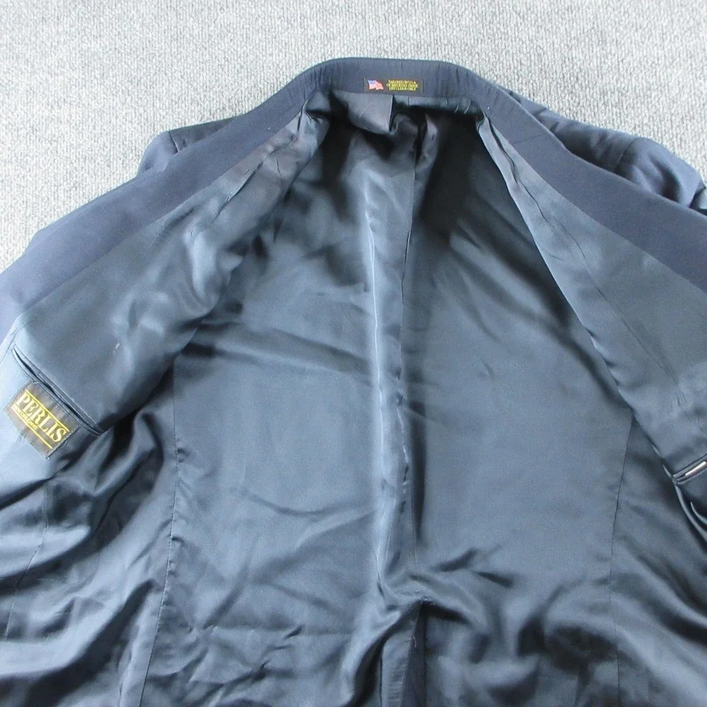 Perlis Suit Mens 48XL Blue Blazer Sport Coat 42x34 Pants 2 Button Career